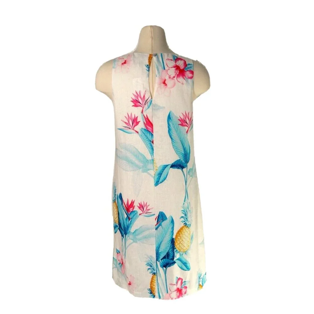 TOMMY BAHAMA WHITE FLORAL WITH POCKETS PINA PARADISE SHIFT DRESS - Picture 3 of 4